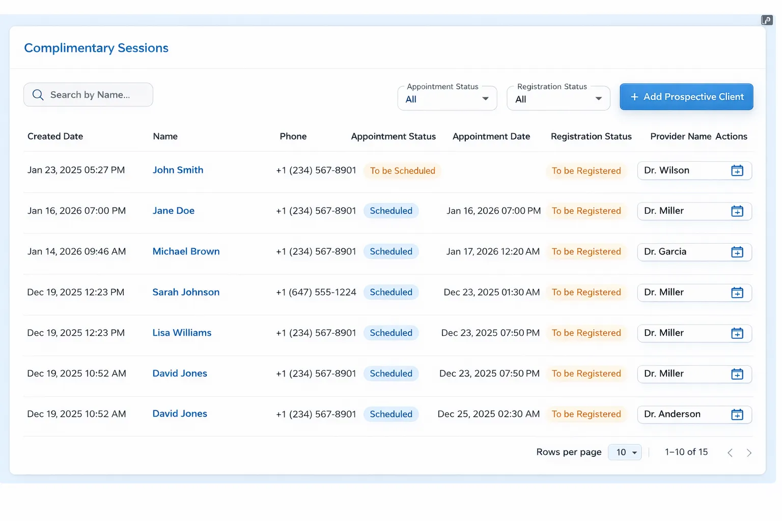 Manage All Complimentary Sessions in One Place