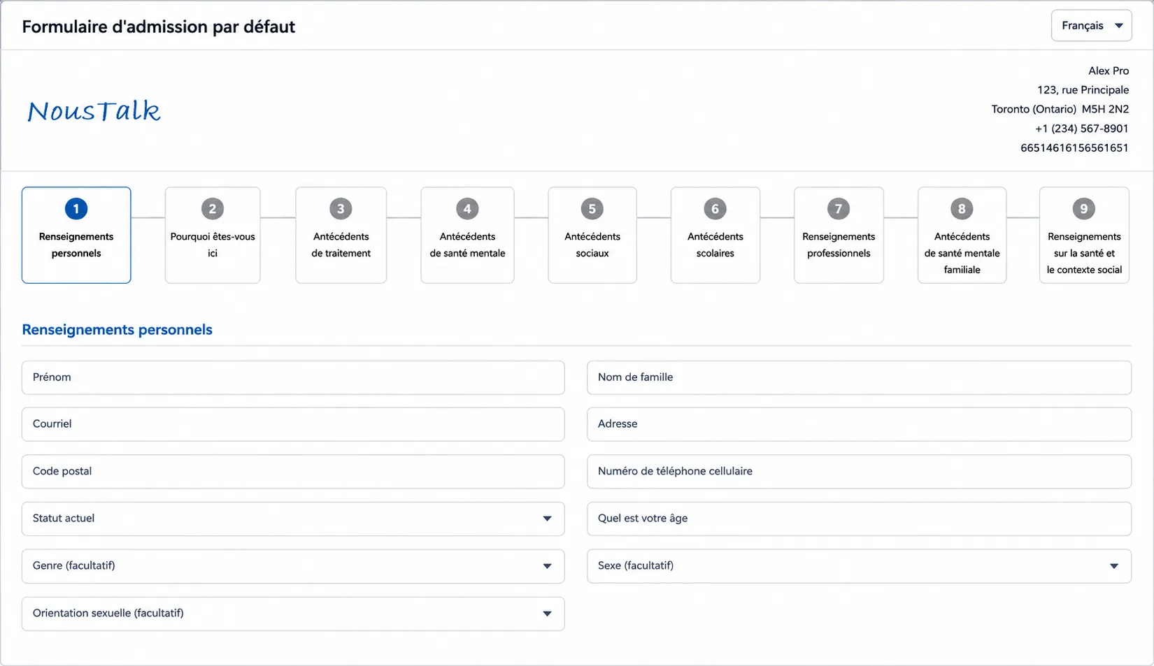 NousTalk Intake Workflow