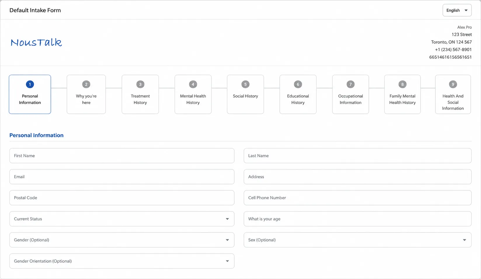 NousTalk Intake Workflow