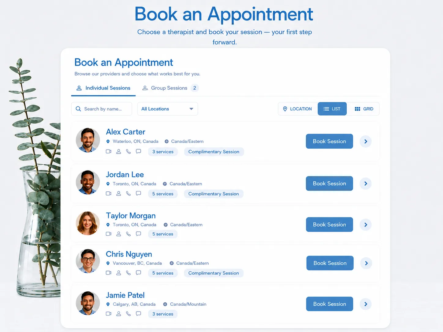 NousTalk Complimentary Sessions - Provider Listing